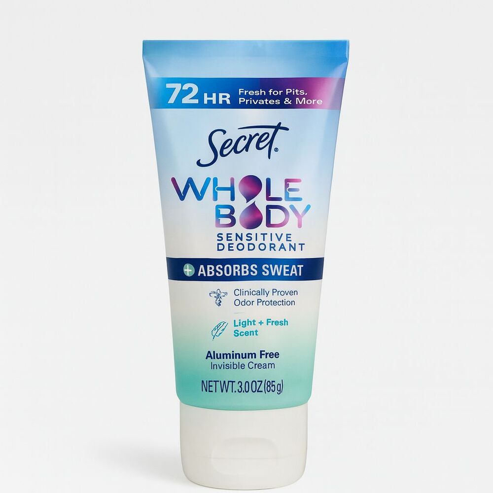 Secret Whole Body Sensitive Deodorant Absorbs Sweat 72 hrs Cream Fresh Scent 3oz